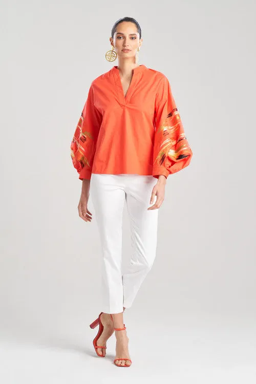 Cotton Poplin Balloon Embroidery Top