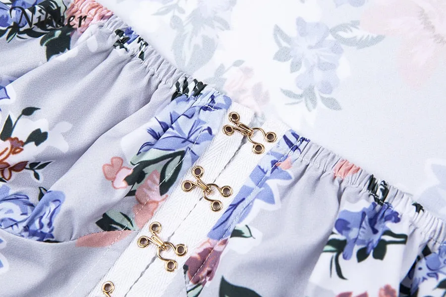 Elegant Office Floral Square Collar Sequined Puff Sleeve Crop Top