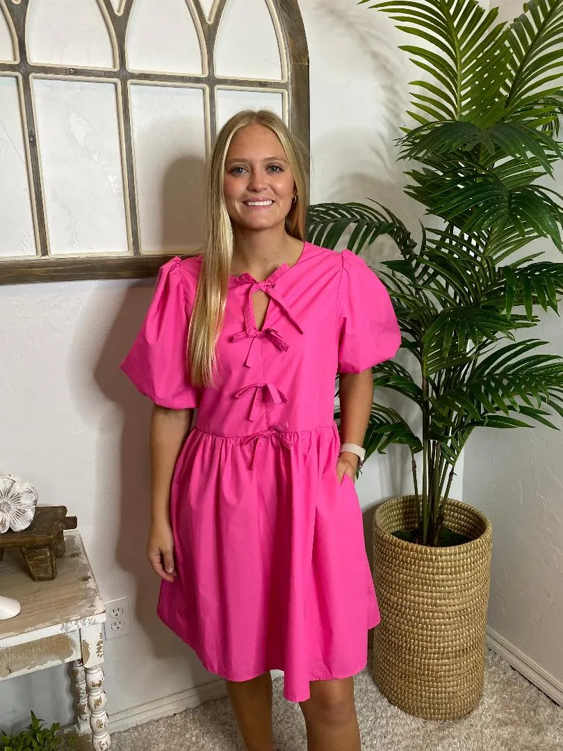 Hot Pink Bow Dress