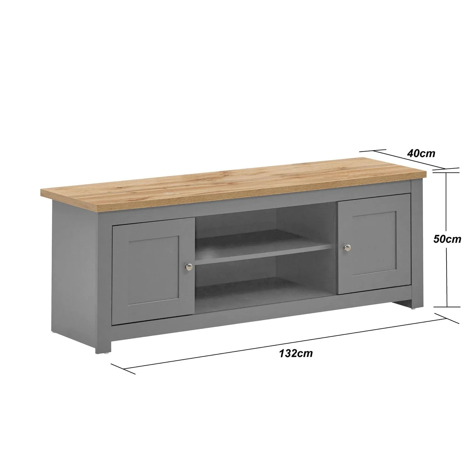 Lando Series Modern 2 Door 2 Shelf TV Unit |  Elegant Steel Handles | Perfect for Living Room | Available in 2 Colours