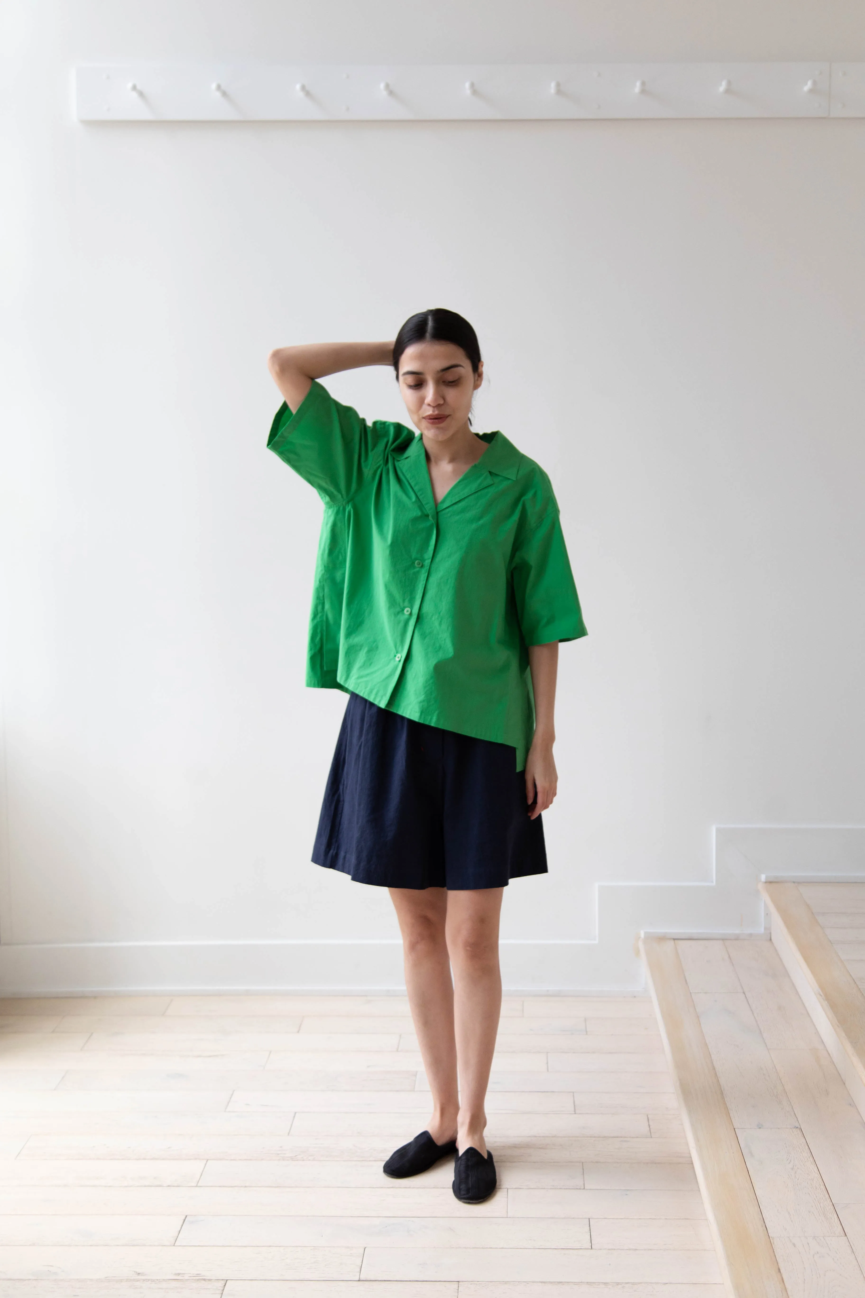 Sayaka Davis | Open Collar Shirt in Apple Green