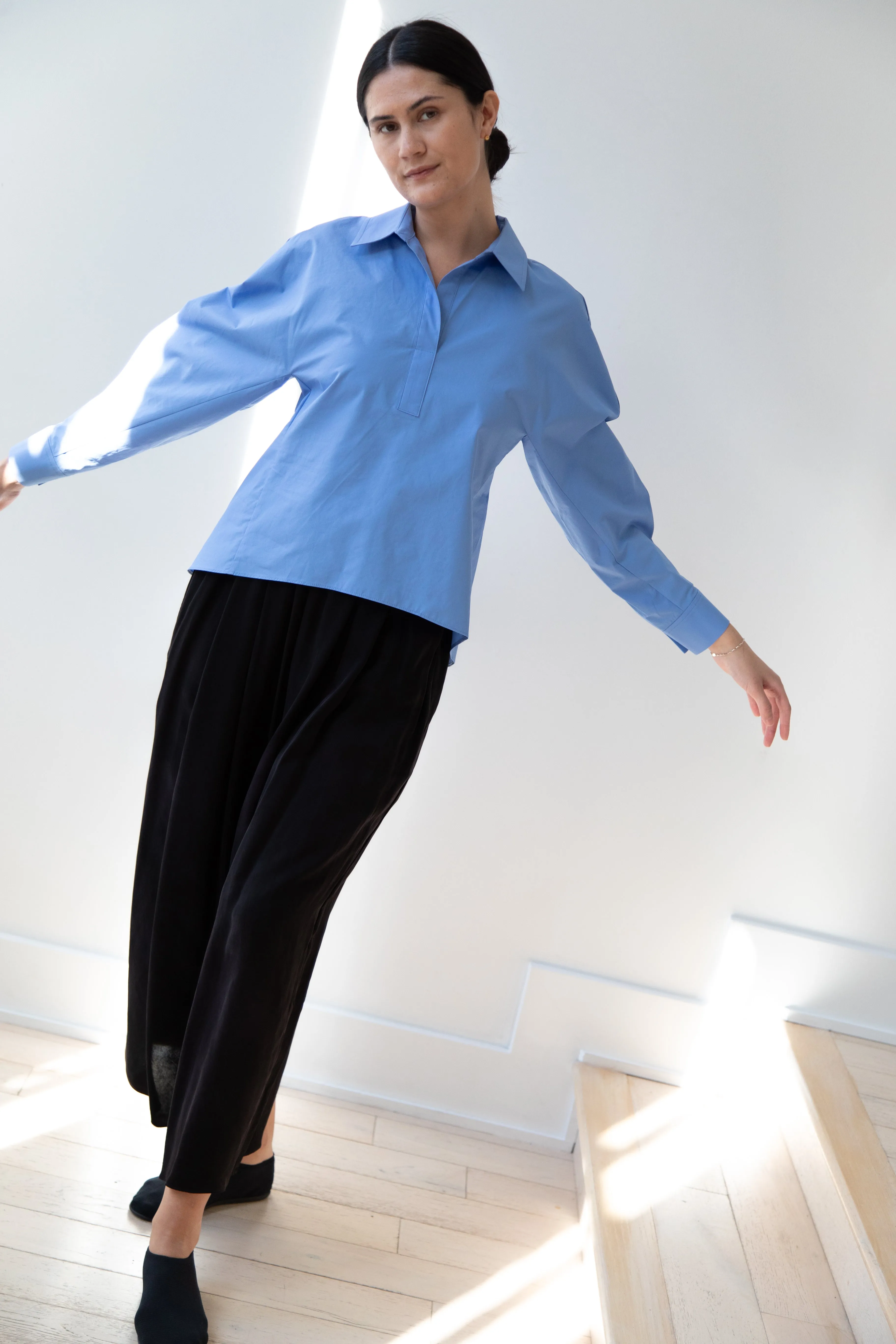 The Loom | Dolman Sleeve Blouse in Blue Cotton