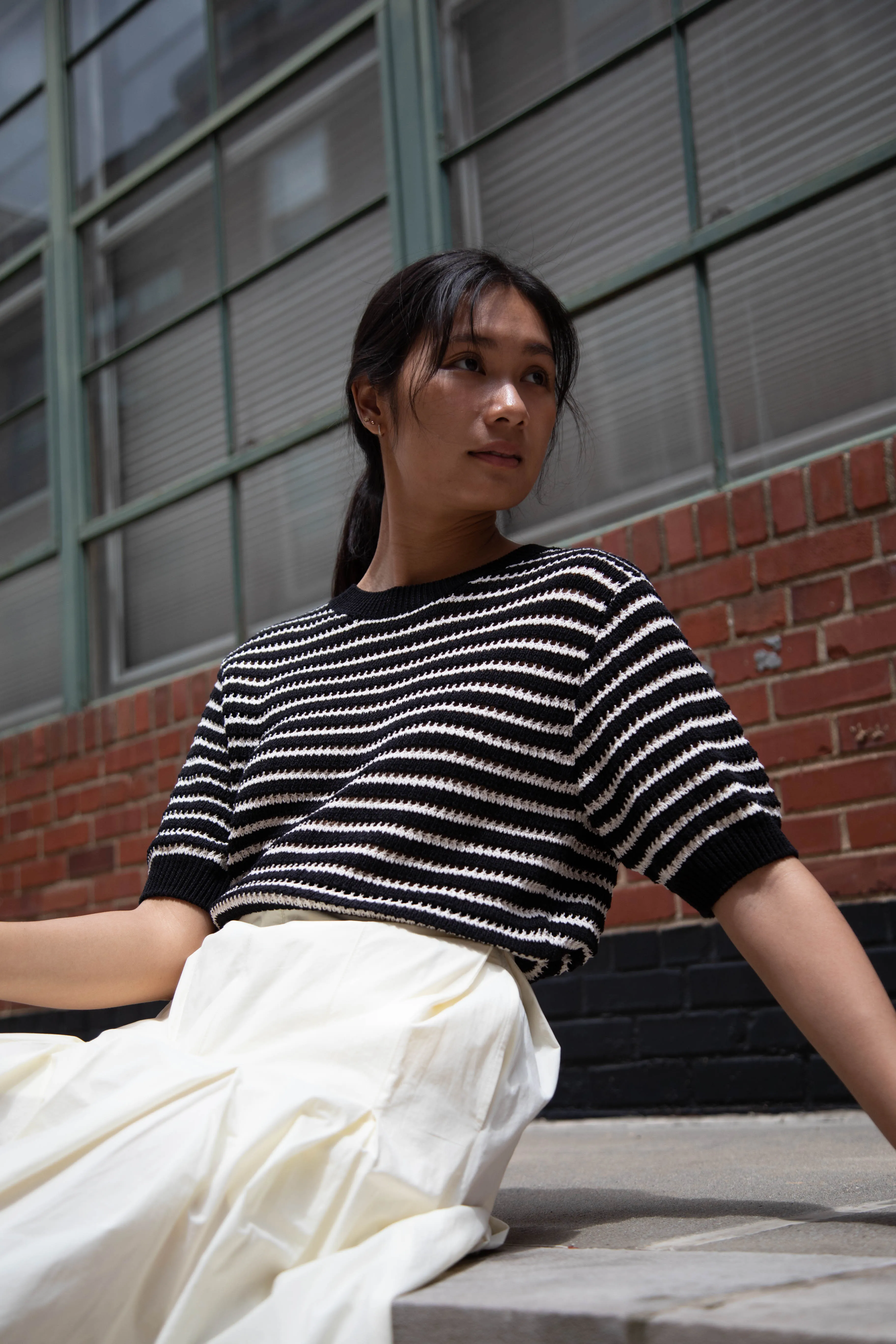 The Loom | Paper Stripe Sweater in Black