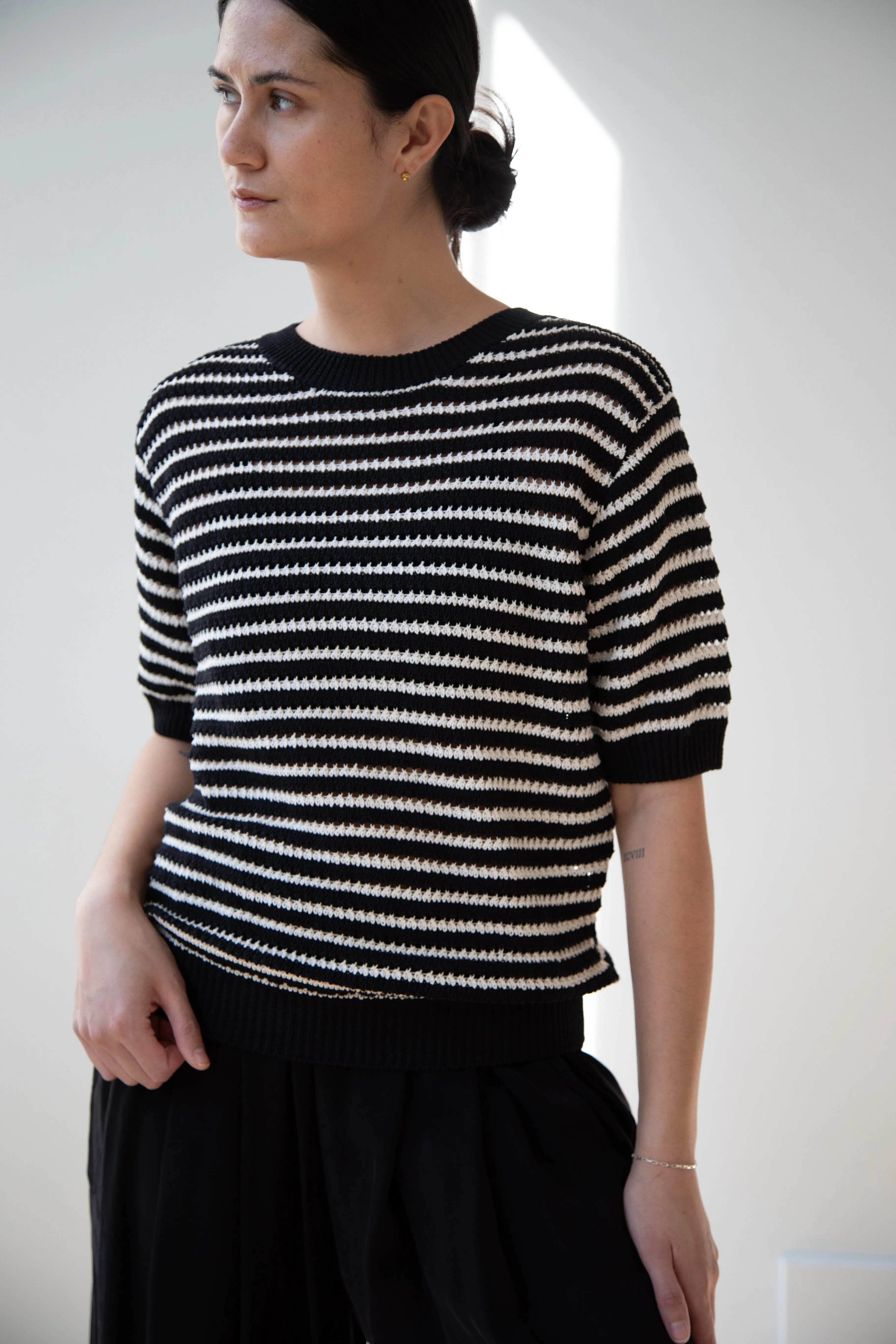 The Loom | Paper Stripe Sweater in Black