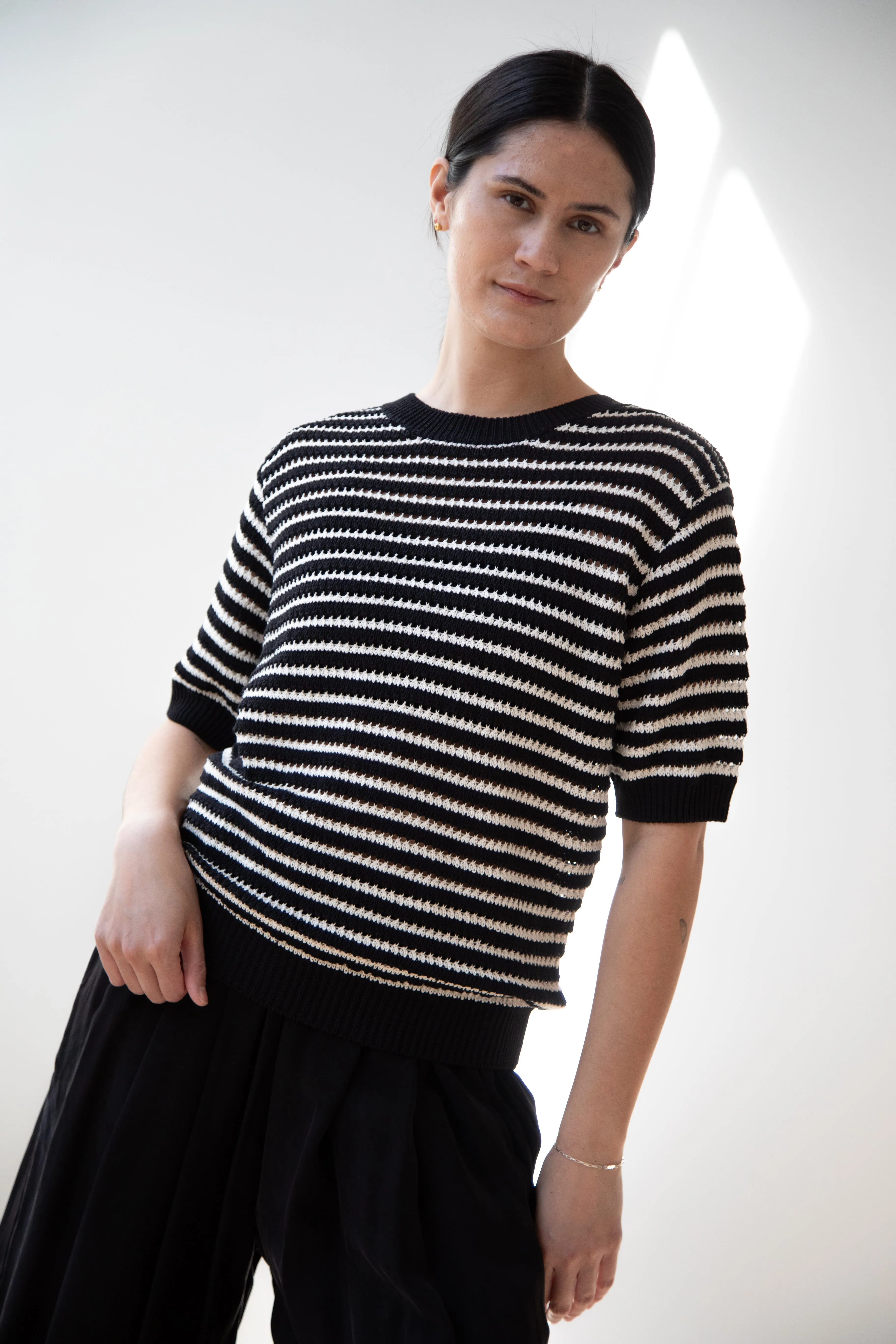 The Loom | Paper Stripe Sweater in Black