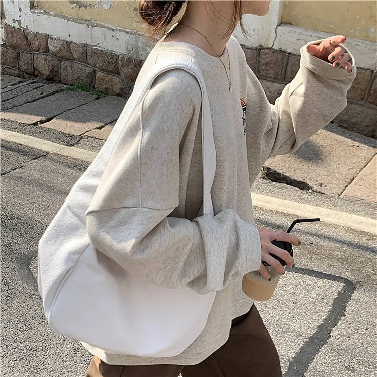 Thick Korean Loose BF Printed Popular Elegant Long Sleeved Sweatshirt Women Outerwear