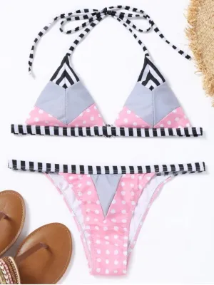Trendy Polka Dot String Bikini Set